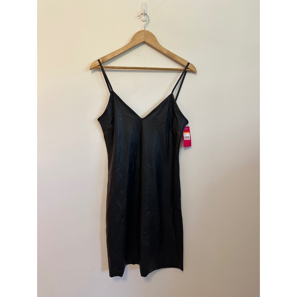 NWT Commando Black Faux Leather Mini Slip Dress | Size Small